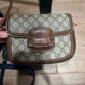 Brown and Tan Women's crossbody bag